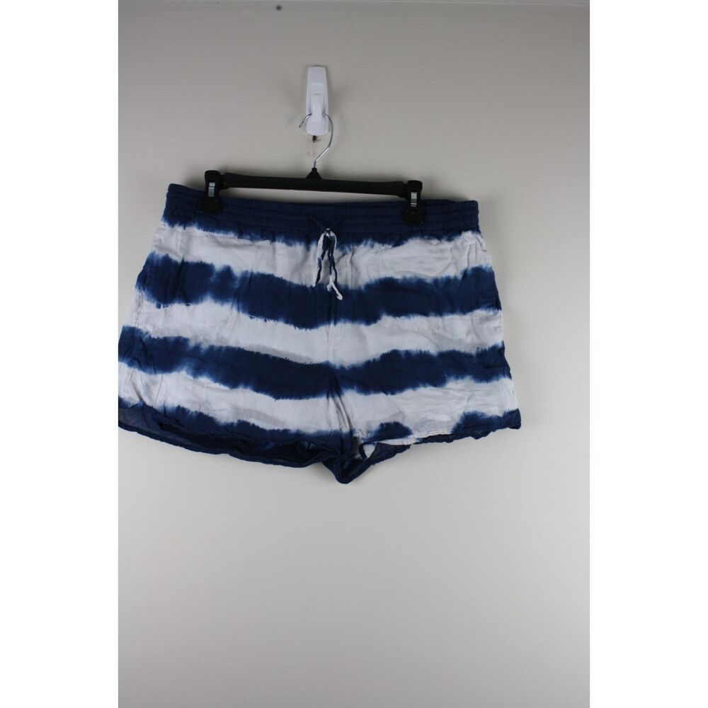 Lauren Ralph Lauren Size 10 Indigo Tie Dye Stripe Pull On Shorts Blue White